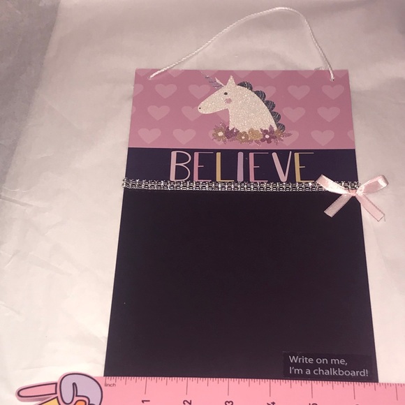 Unicorn "Believe" Hanging Write On Chalkboard - Picture 11 of 13